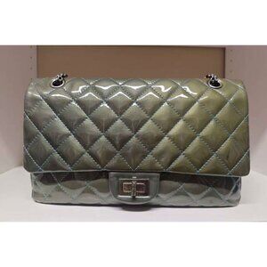 Pre-owned Chanel Patent Leather Quilted 2.55 Reissue Flap Blue